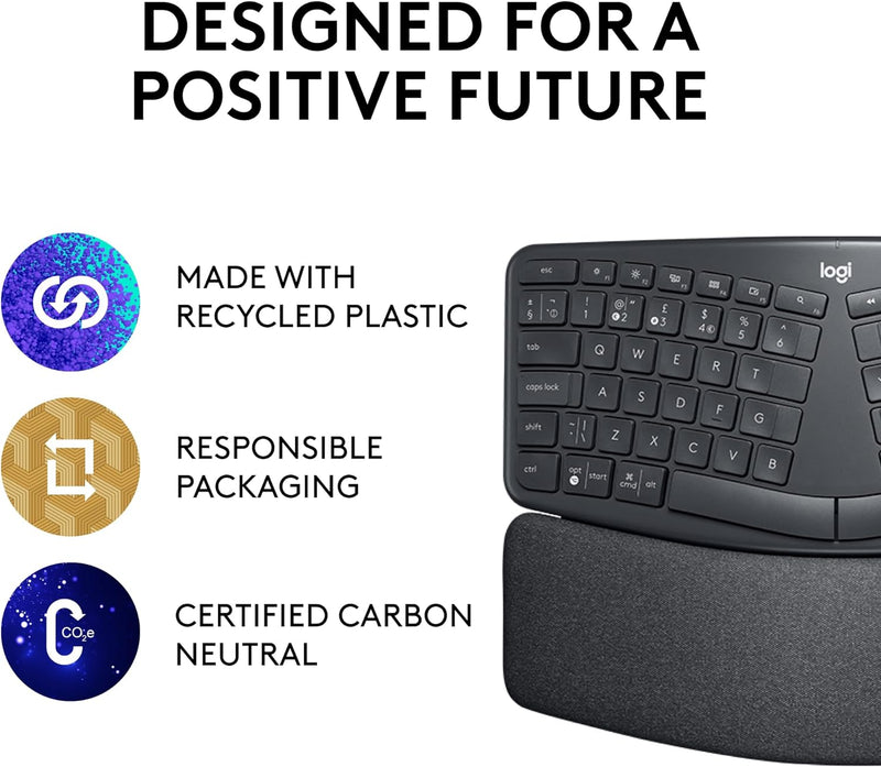 Logitech Ergo K860 人體工學無線鍵盤連手托 - Graphite 石墨灰色 920-010111 原裝行貨