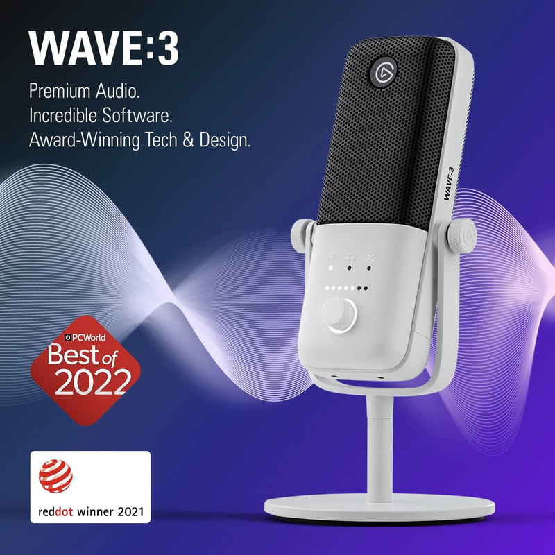 【限時優惠】Elgato Wave:3 24-bits 96kHz Premium White 白色 高級USB電容式麥克風 (CO-EL-WAVE:3-W)