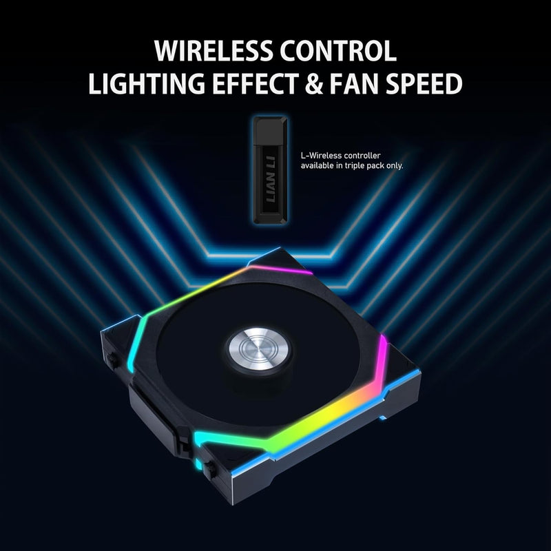 LIAN LI UNI FAN SL Wireless Reverse Blade 反葉 120mm Case Fan - BLACK (12RSL1W1B)