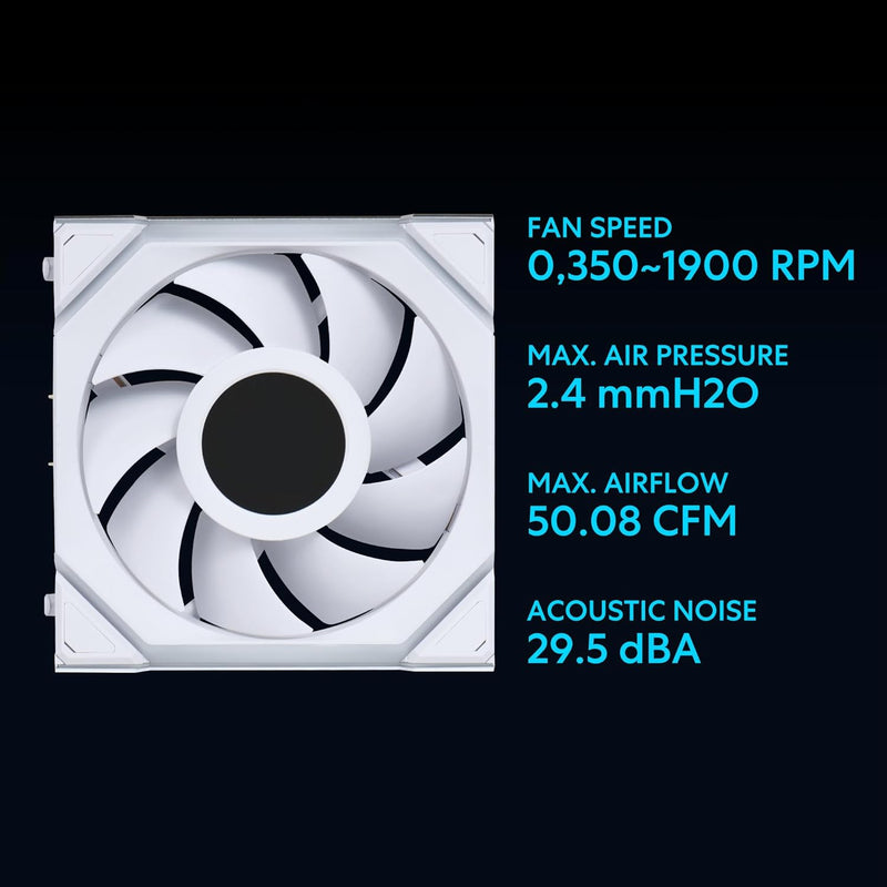 LIAN LI UNI FAN SL Wireless LCD 120mm Case Fan - WHITE (12SLLCD1W1W)