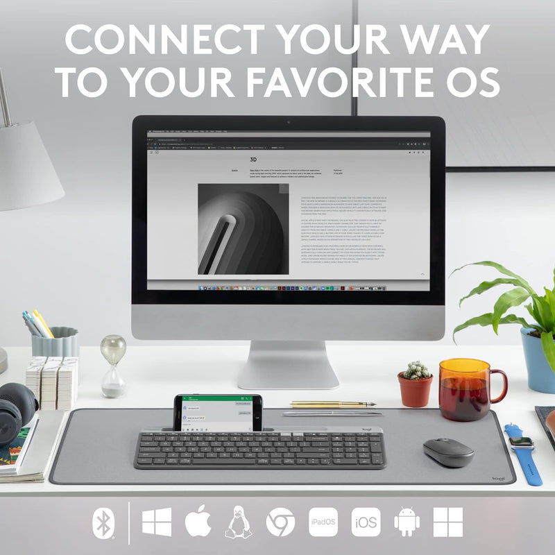 Logitech K580 Slim Multi-Device Wireless Keyboard (English Version) - Graphite 石墨灰色 920-009210 原裝行貨