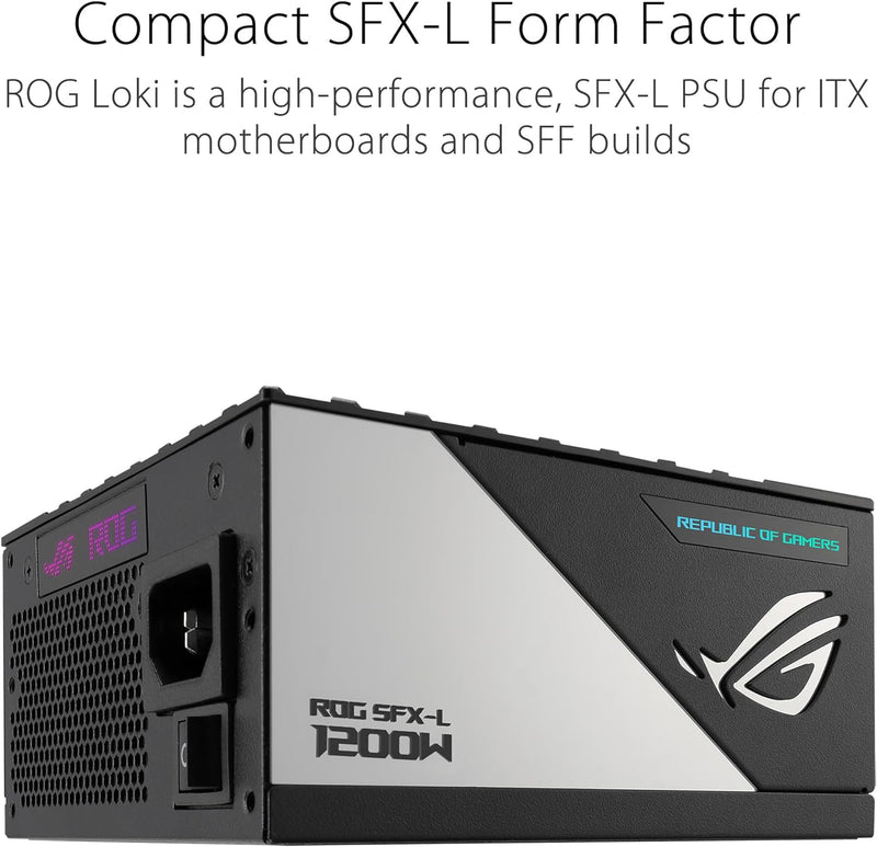 ASUS 1200W ROG-LOKI-1200T-SFX-L-GAMING SFX-L PCIE 5.0 ATX 3.1 80Plus Titanium Full Modular Power Supply (PS-ARLO1K2)