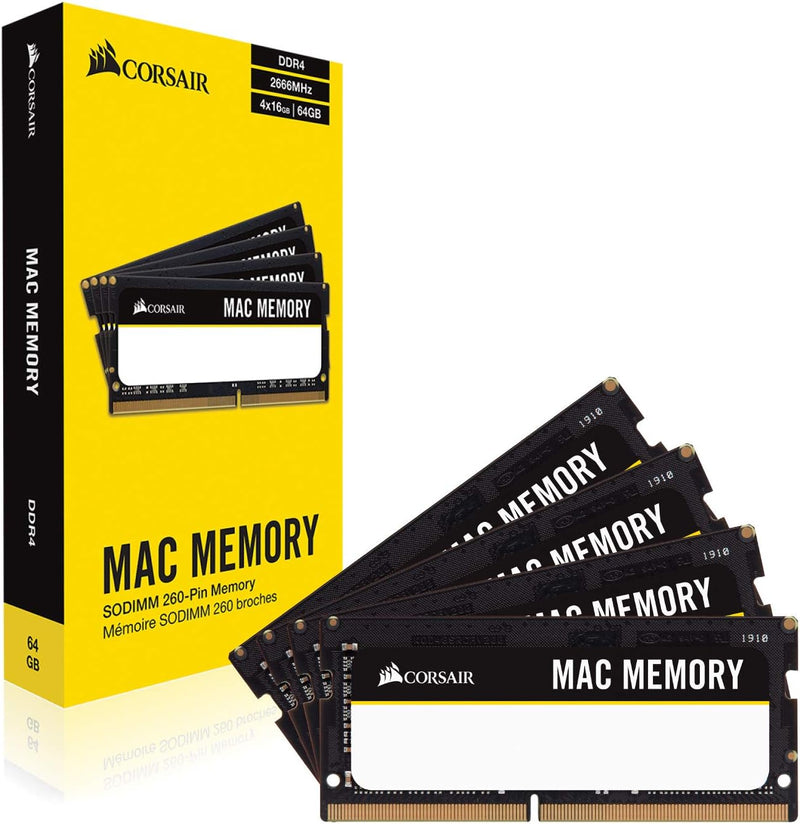 CORSAIR DDR4 SODIMM Mac Memory 64GB Kit (2x32GB) DDR4 2666MHz CMSA64GX4M2A2666C18 Memory Apple Certified