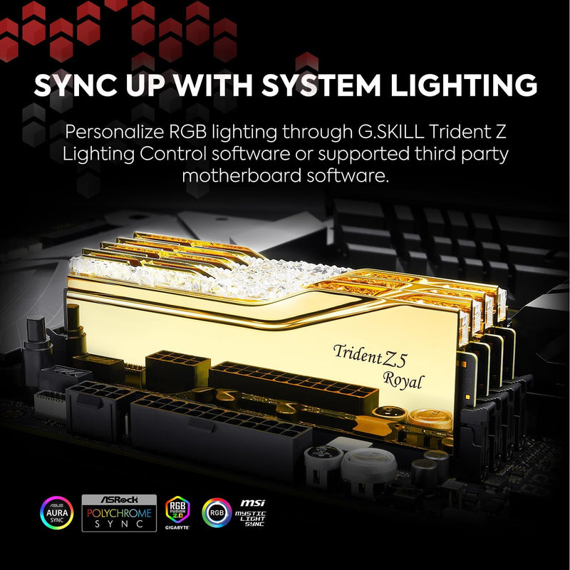 G.SKILL 32GB Kit (2x16GB) Trident Z5 ROYAL RGB Gold 金色 F5-6400J3039G16GX2-TR5G DDR5 6400MHz CL30 Memory