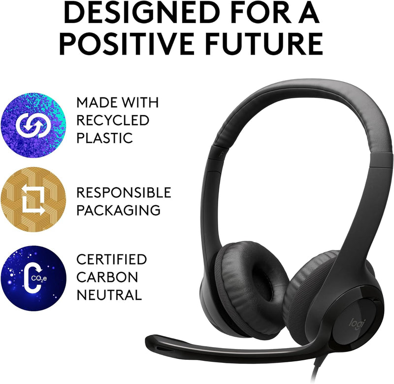 Logitech H390 Wired USB 配備隔噪麥克風以及線控耳機麥克風 - Black 黑色
