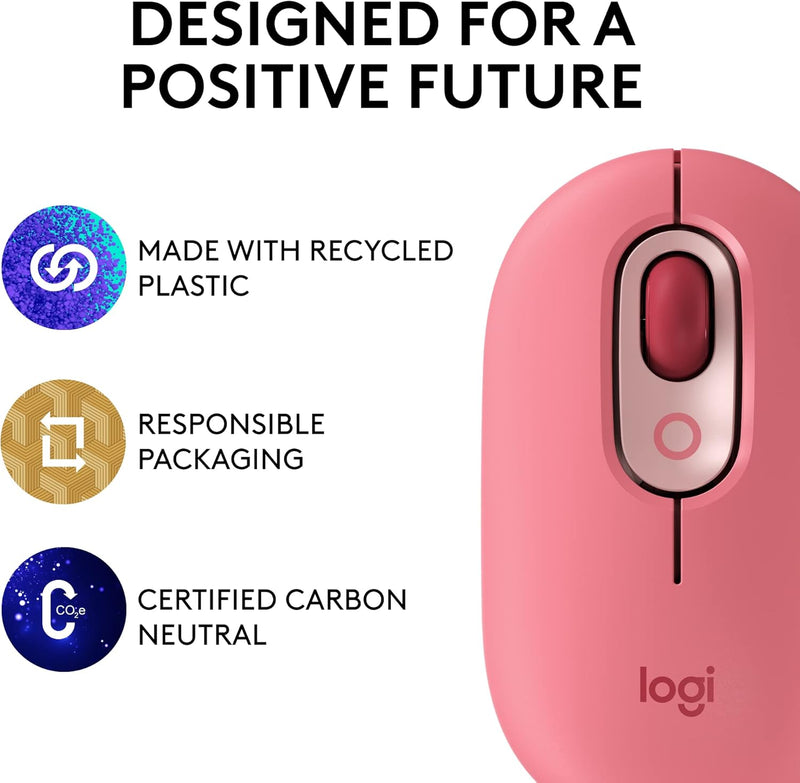 Logitech POP Wireless Mouse with Emoji Button Function - Heartbreaker Rose 910-006516 Original licensed product 