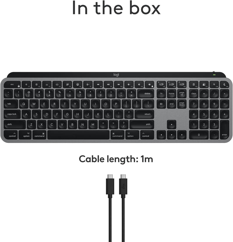 Logitech MX KEYS for Mac Wireless Keyboard 高階無線背光鍵盤 (English Verison) - Graphite 石墨灰色 920-009560 原裝行貨