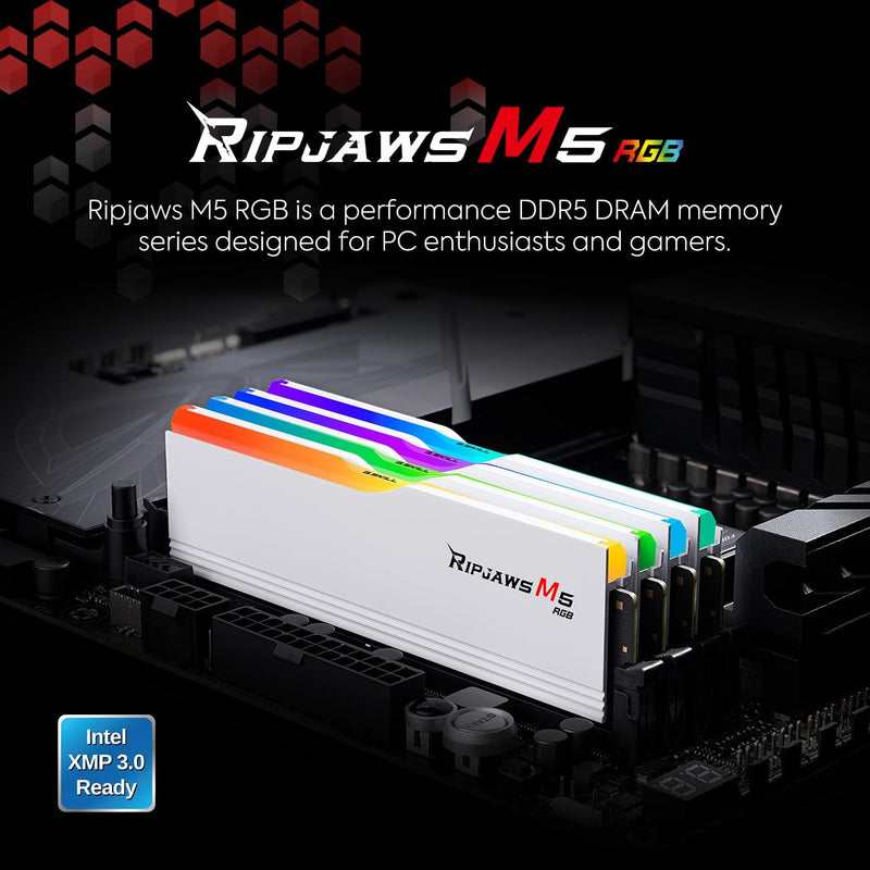 G.SKILL 32GB Kit (2x16GB) Ripjaws M5 RGB White 白色 F5-6400J3648F16GX2-RM5RW DDR5 6400MHz Memory