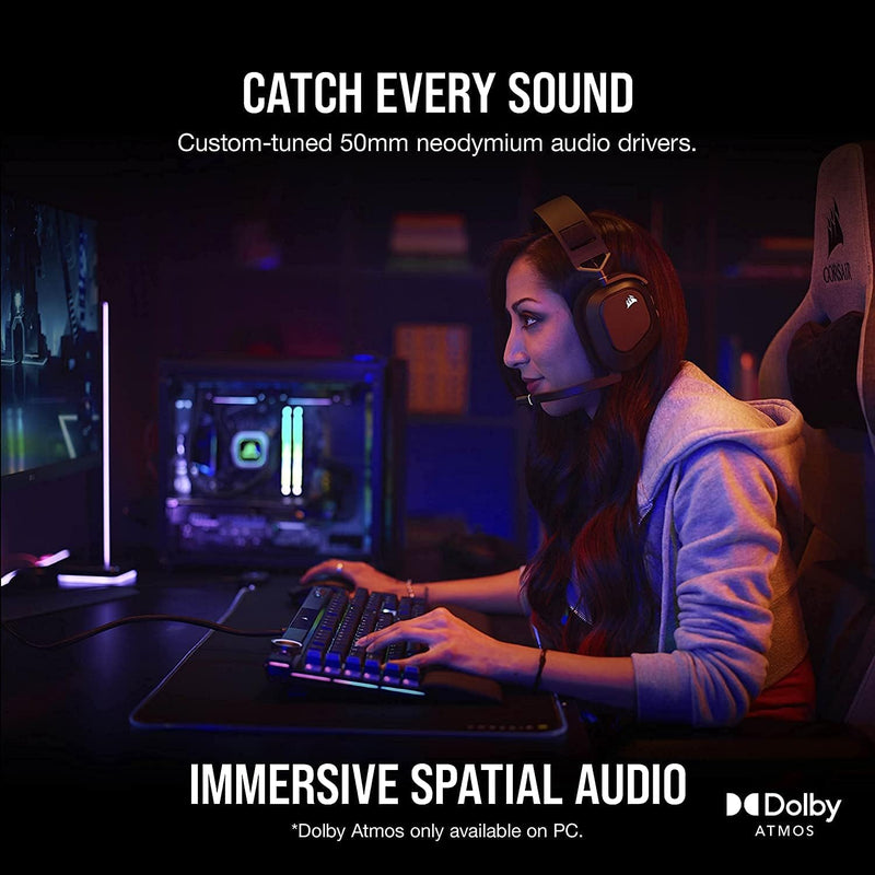 [New Year Offer] Corsair HS80 RGB Wireless Premium Gaming Headset with Spatial Audio - Carbon Black CA-9011235-AP