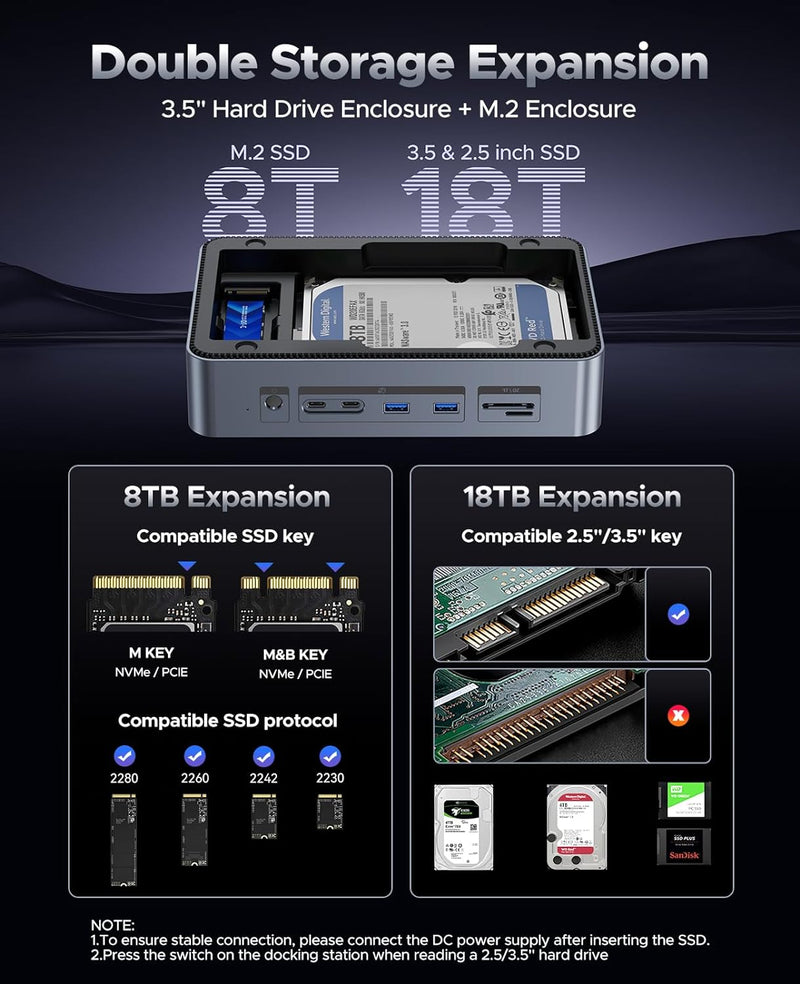 ORICO 10 in 1 Docking Station with M.2 &amp; 3.5" Hard Drive Enclosure D35M2 