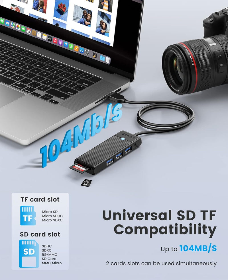 ORICO USB3.0 5-in-1 HUB with Card Reader PAPW3AT-U3
