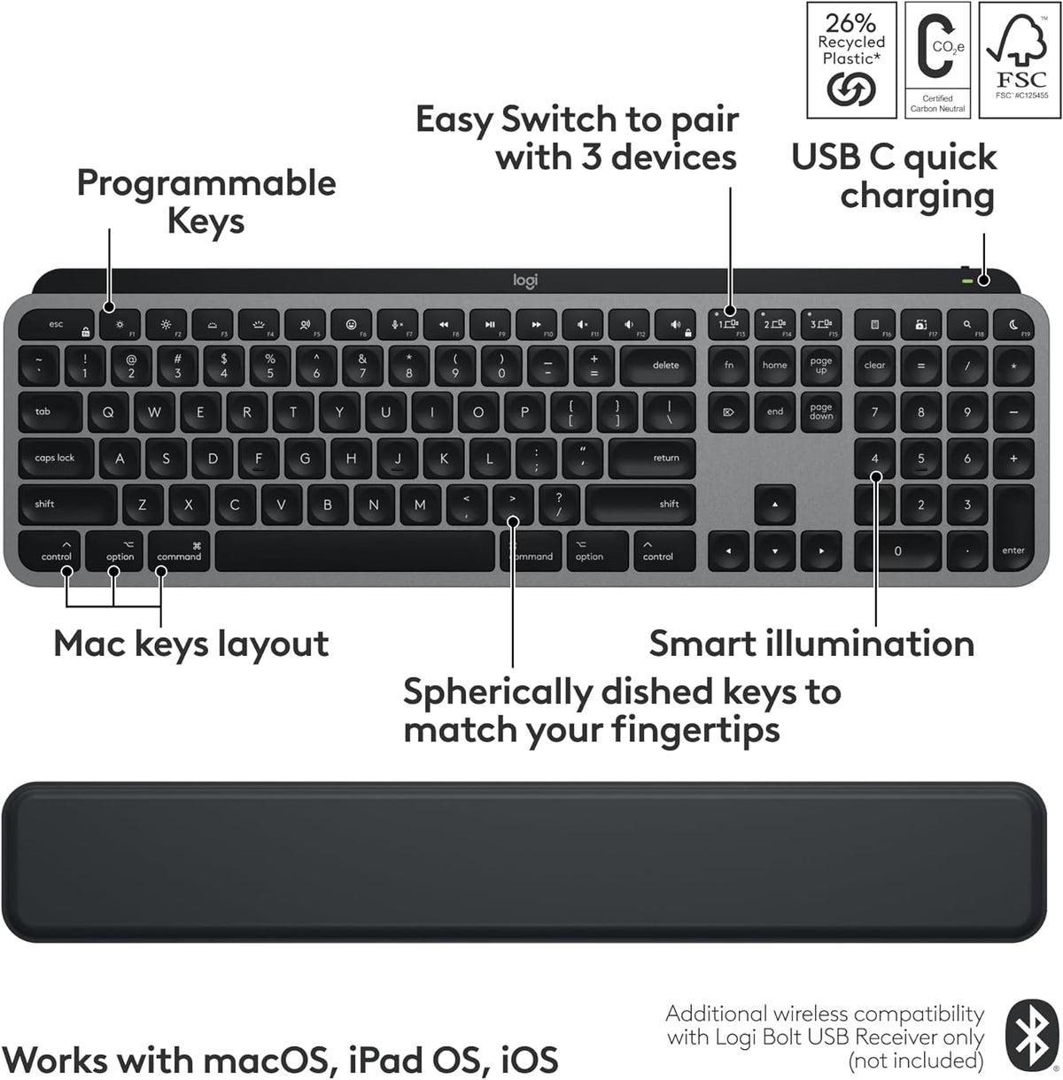 Logitech MX KEYS S Combo 無線高效鍵盤滑鼠組合(MX Master 3S、MX