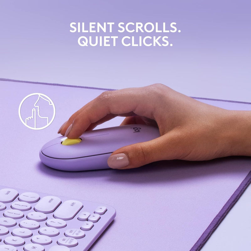 Logitech PEBBLE M350 Wireless Mouse Slim Silent Wireless Bluetooth Mouse - Lavender Lemonade Star Twilight Purple 910-006666 Original Licensed 