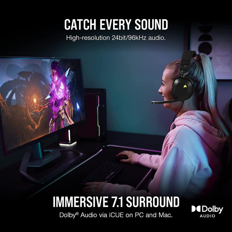 【優惠價】Corsair HS80 RGB USB Wired Gaming Headset — Carbon Black CA-9011237-AP