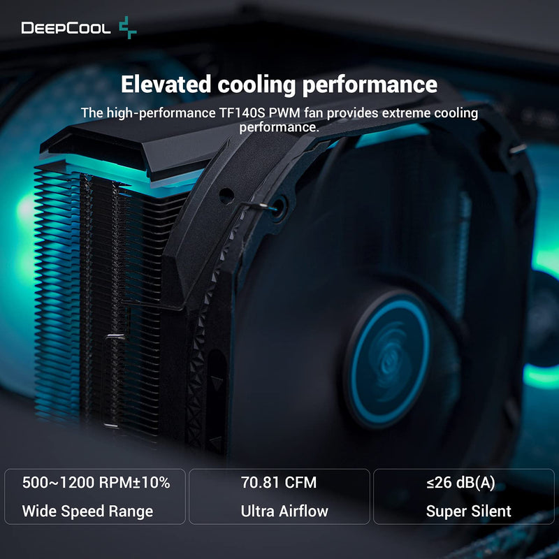 DeepCool AS500 ARGB CPU Air Cooler with 5 Heatpipe Design, TF140S 140MM PWM Fan Black 黑色 (AIRDC-AS500)