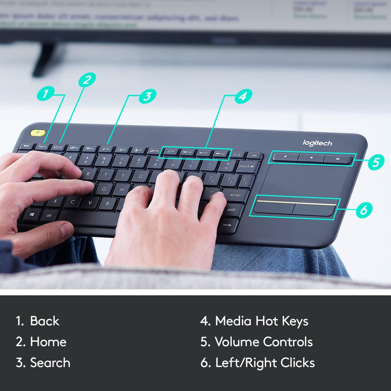 Logitech K400 Plus TV Touch Wireless Trackpad Keyboard (Chinese version) - Black Black 920-007169 Original licensed product 