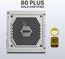 MSI 850W MAG A850GL WHITE 白色 PCIE 5.1 ATX 3.1 80Plus Gold Full Modular Power Supply (PS-MPA85GW)