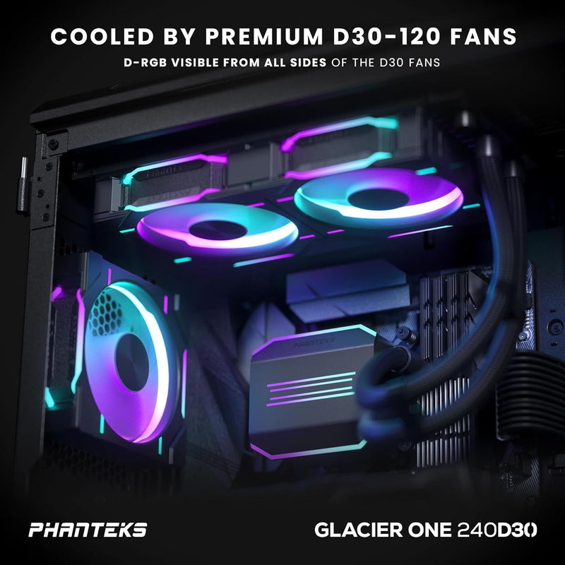 PHANTEKS Glacier One 240D30 D-RGB AIO Liquid CPU Cooler Black (PH-GO240D30_DBK01)