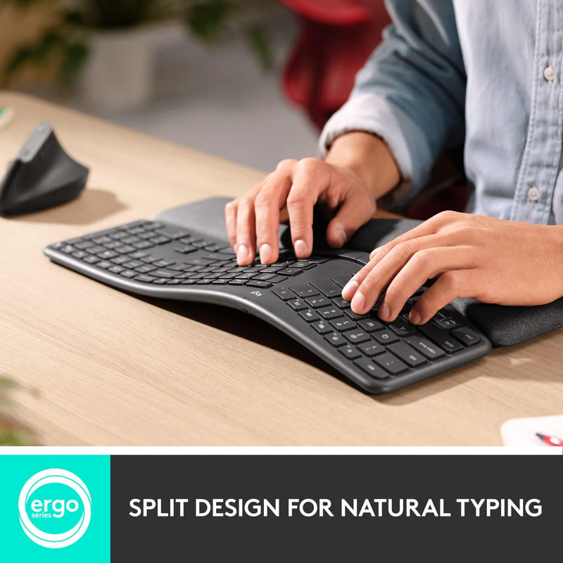 Logitech Ergo K860 人體工學無線鍵盤連手托 - Graphite 石墨灰色 920-010111 原裝行貨