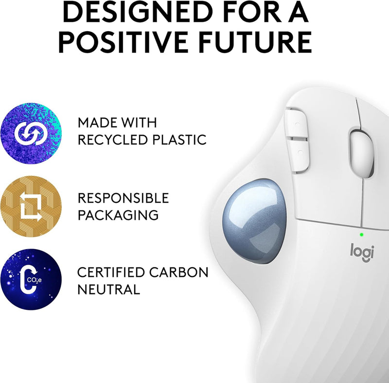 Logitech Ergo M575. Trackball Mouse 無線軌跡球滑鼠 - White 白色 910-005981 原裝行貨