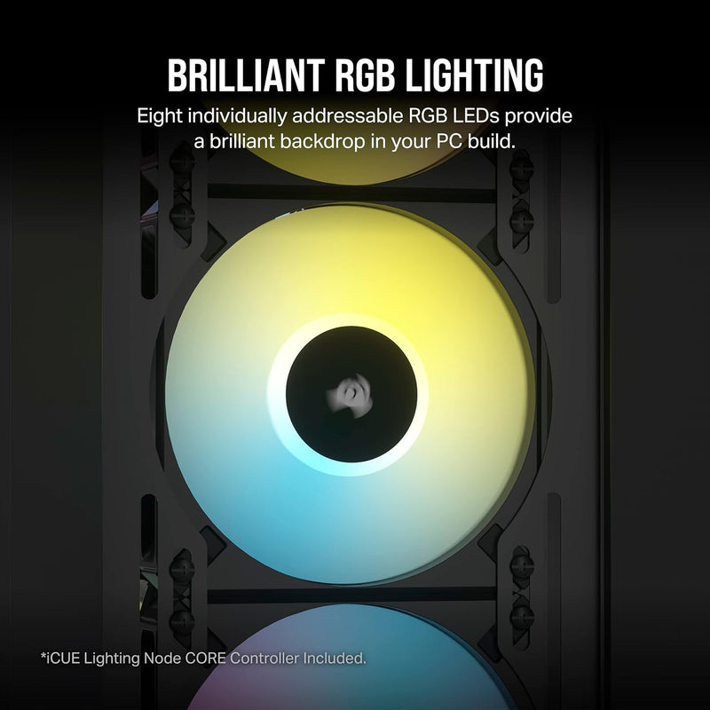 Corsair iCUE AF120 RGB ELITE 120mm PWM Triple Fan Kit 連 iCUE Lighting Node CORE RGB 控制器 - Black 黑色 (Triple Pack 三件裝) CO-9050154-WW