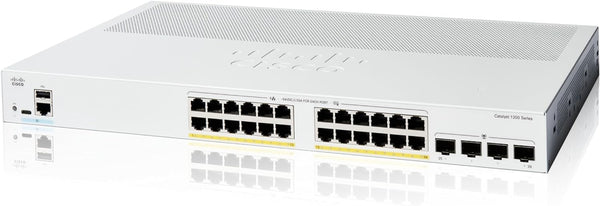 Cisco Catalyst 1200 24-Port Gigabit Ethernet + 4xSFP (195W PoE+) Smart Managed Switch (C1200-24P-4G-UK/NE-1224P4G)