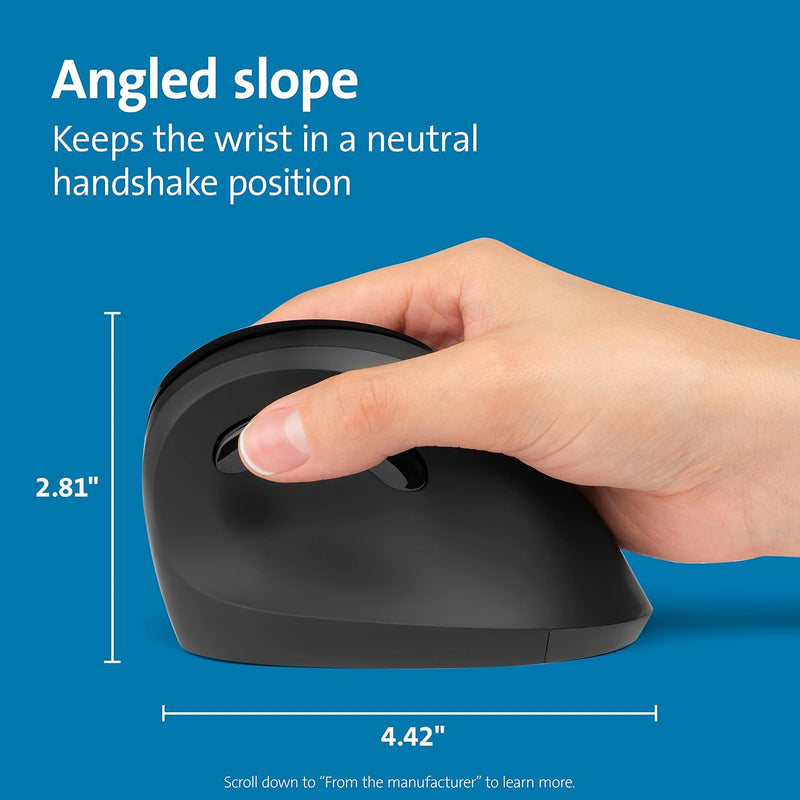 Kensington Pro Fit Ergo Upright Wireless Mouse - Black ME-KVERTBK (K75501WW) 