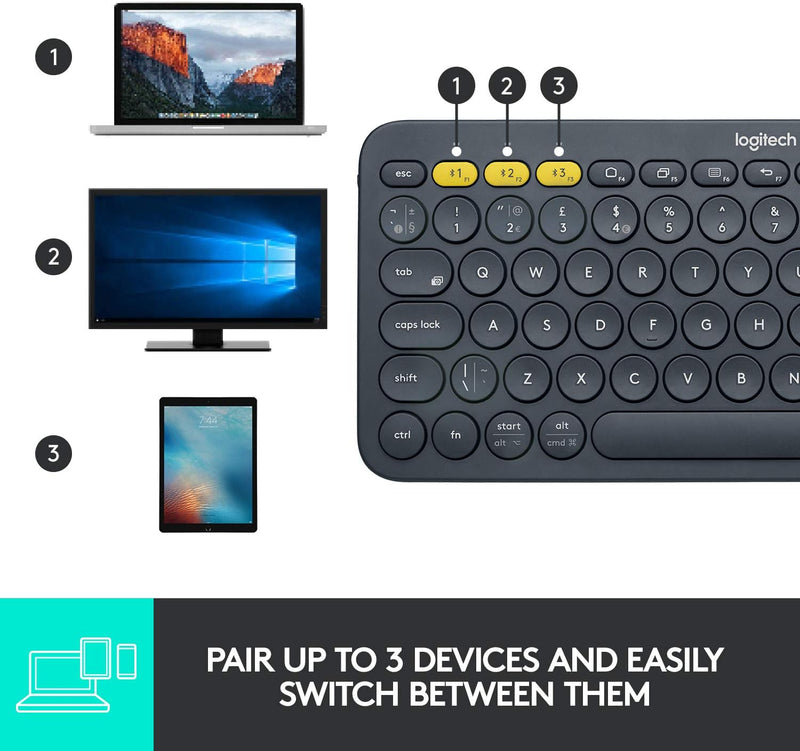 Logitech K380 Multi-tasking Bluetooth Keyboard (Chinese Version) - Graphite Graphite Gray 920-007592 Original Licensed