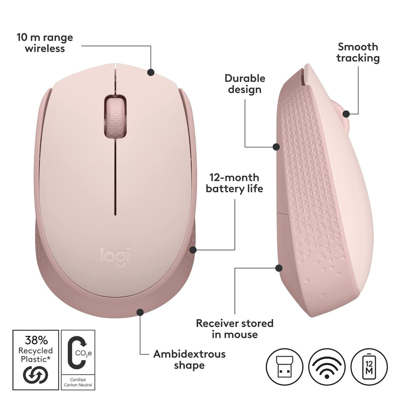 Logitech M171 無線滑鼠 - Rose Pink 玫瑰粉色 910-006868 原裝行貨