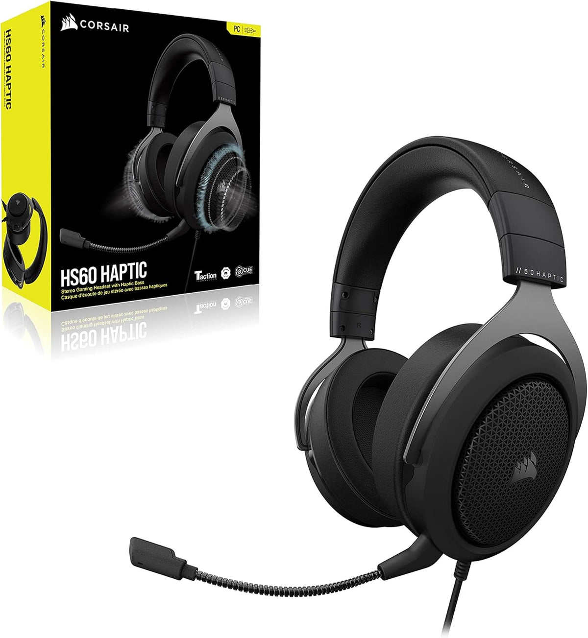 Corsair HS60 HAPTIC Stereo Gaming Headset with Haptic Bass — Carbon CA