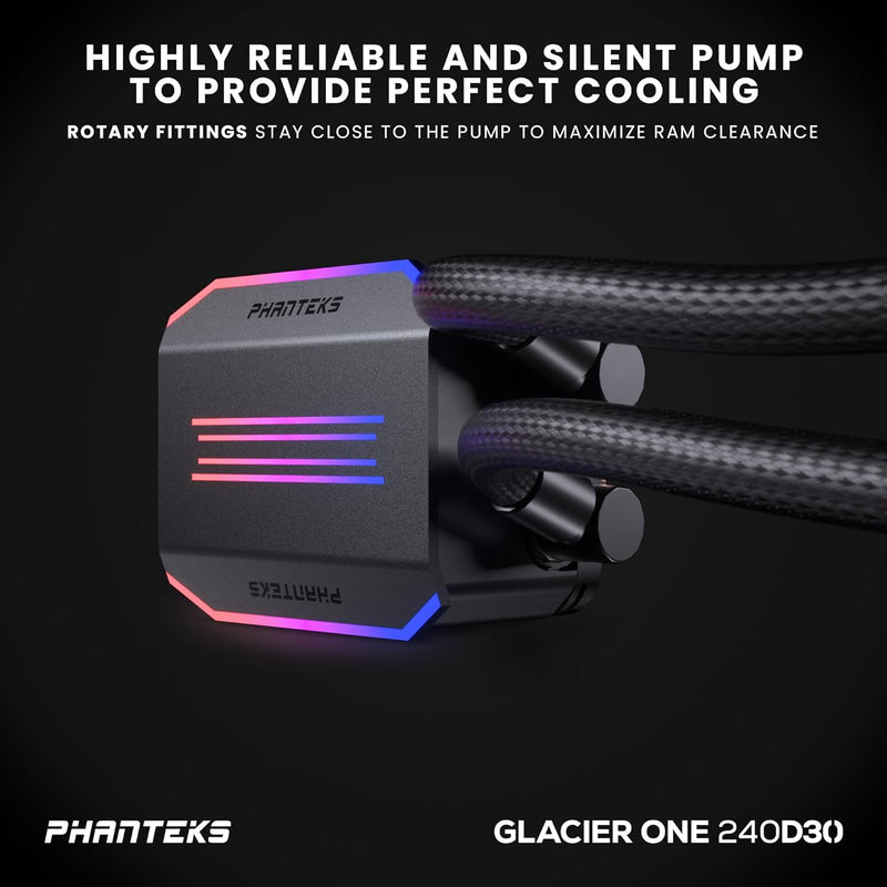 PHANTEKS Glacier One 240D30 D-RGB AIO Liquid CPU Cooler Black (PH-GO240D30_DBK01)