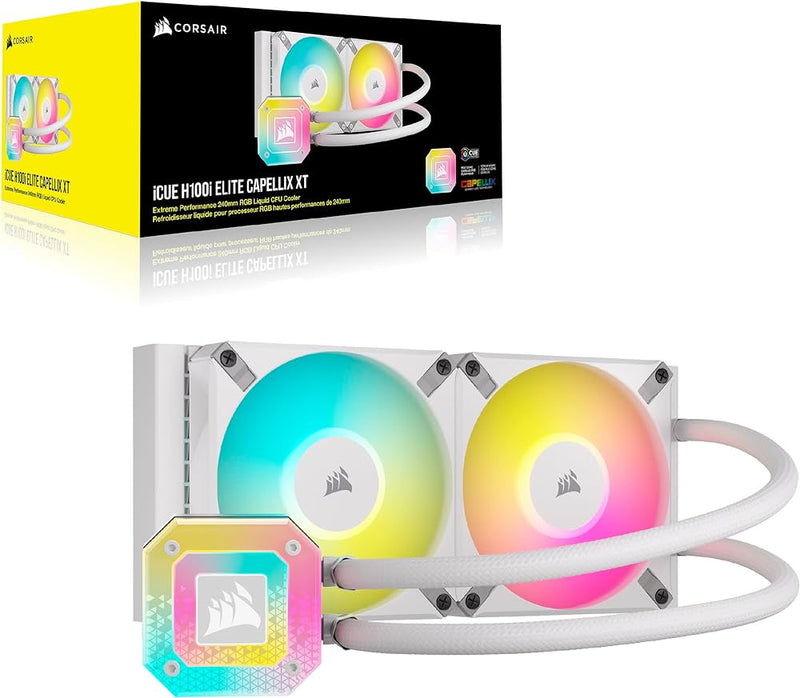 CORSAIR iCUE H100i ELITE CAPELLIX XT WHITE 白色 ARGB 240mm Liquid CPU Cooler CW-9060072-WW