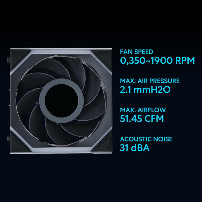 LIAN LI UNI FAN SL Wireless LCD Reverse Blade 反葉 120mm Case Fan - BLACK (12RSLLCD1W1B)