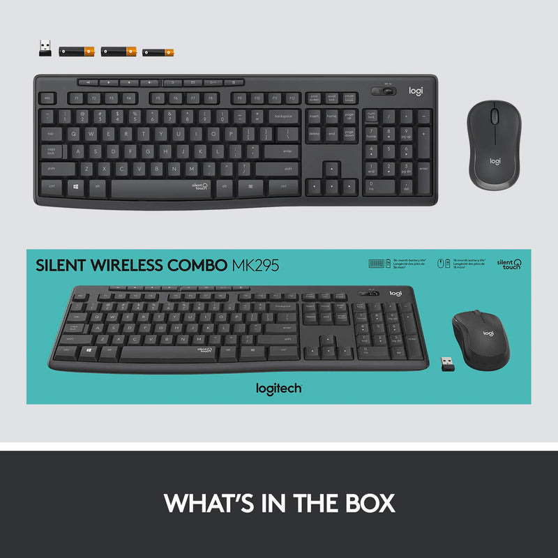 Logitech MK295 SILENT Silent Wireless Keyboard and Mouse Combo 
