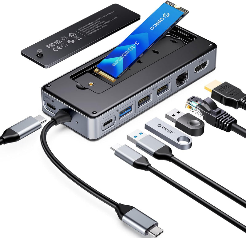 ORICO 8-in-1 Multifunctional Docking Station With M.2 NVMe/NGFF SSD Enclosure OM28PR