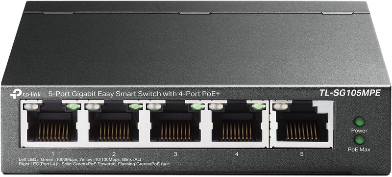 TP-Link TL-SG105MPE 5-Port Gigabit Easy Smart Switch with 4-Port PoE+ (120W)