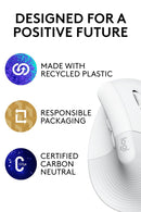 Logitech Lift 人體工學垂直無線滑鼠 - Graphite Lift 珍珠白 910-006480 原裝行貨