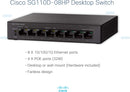 Cisco SG110D-08HP-UK 8-Port PoE Gigabit Desktop Switch (w/ 4x PoE+ Ports 33W)
