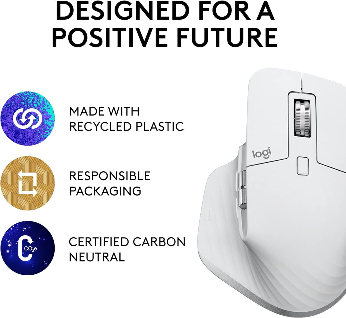 Logitech MX MASTER 3S Wireless Mouse 高效能無線滑鼠- Pearl White