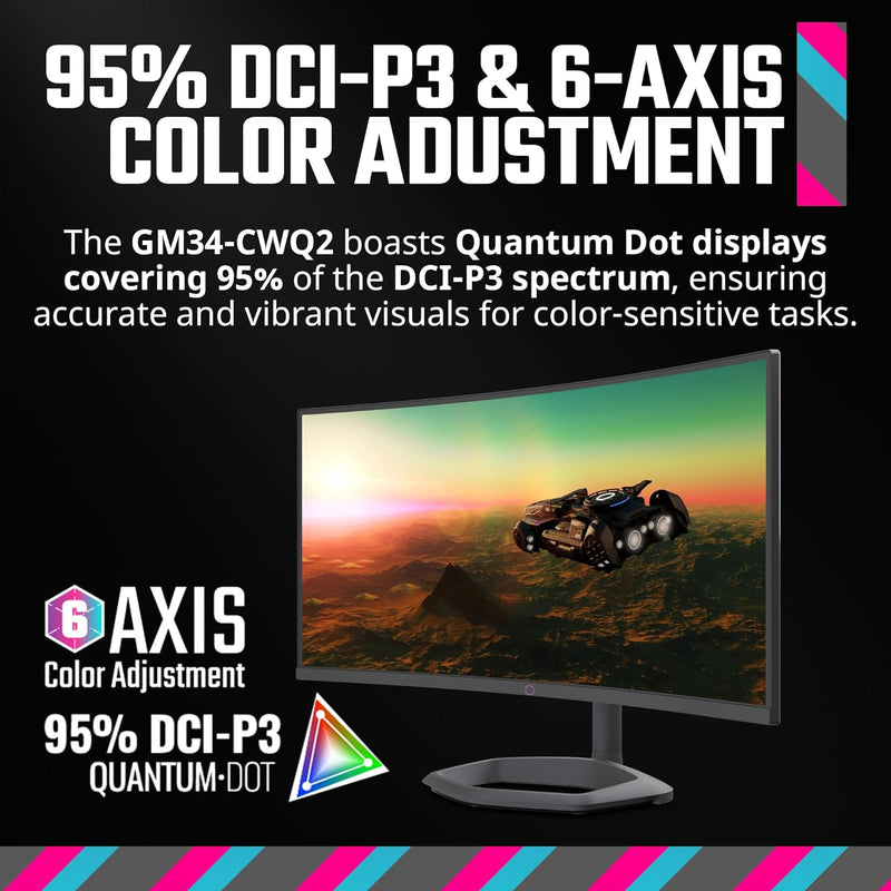 Cooler Master 34" GM34-CWQ2 180Hz 3440x1440 VA (21:9) Curved Gaming Monitor