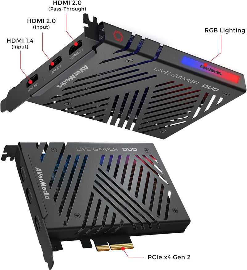 AVer Aver-Gamer-Duo Dual HDMI 4K HDR & FullHD 240fps Capture Card (GC570D)