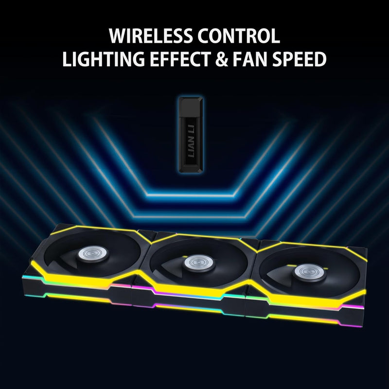 LIAN LI UNI FAN SL Wireless Reverse Blade 反葉 120mm (3 in 1) Case Fan - BLACK (12RSL1W3B)