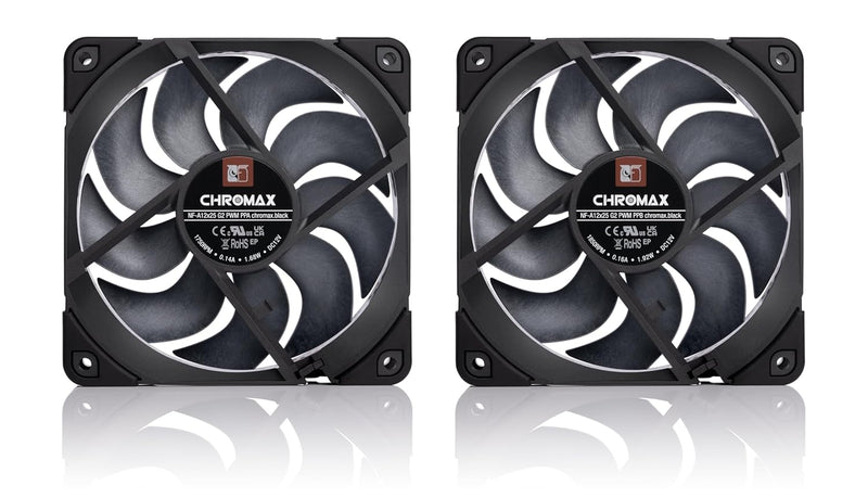 Noctua NF-A12x25 G2 PWM Sx2-PP chromax.black Dual Set of 12cm Case Fan