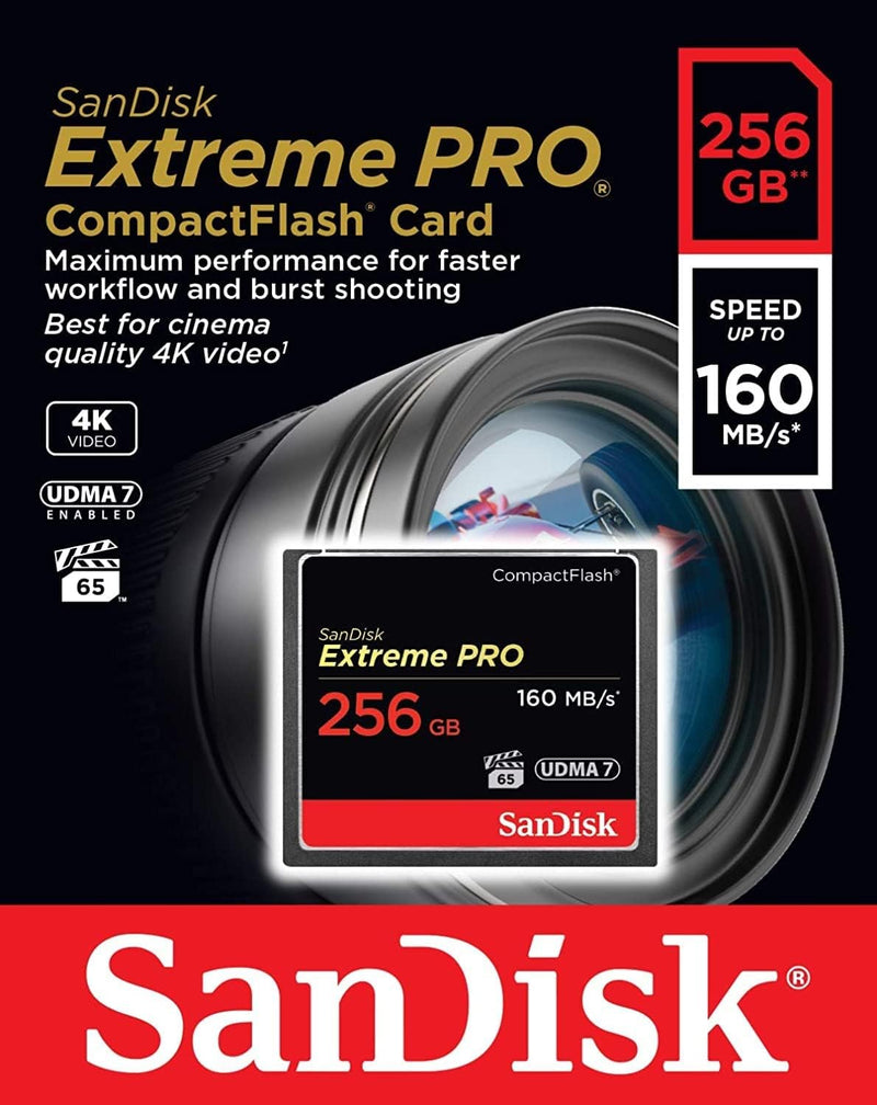 SanDisk 256GB EXTREME PRO CompactFlash (160R/160W MB/s) SDCFXPS-256G-G46 772-3319