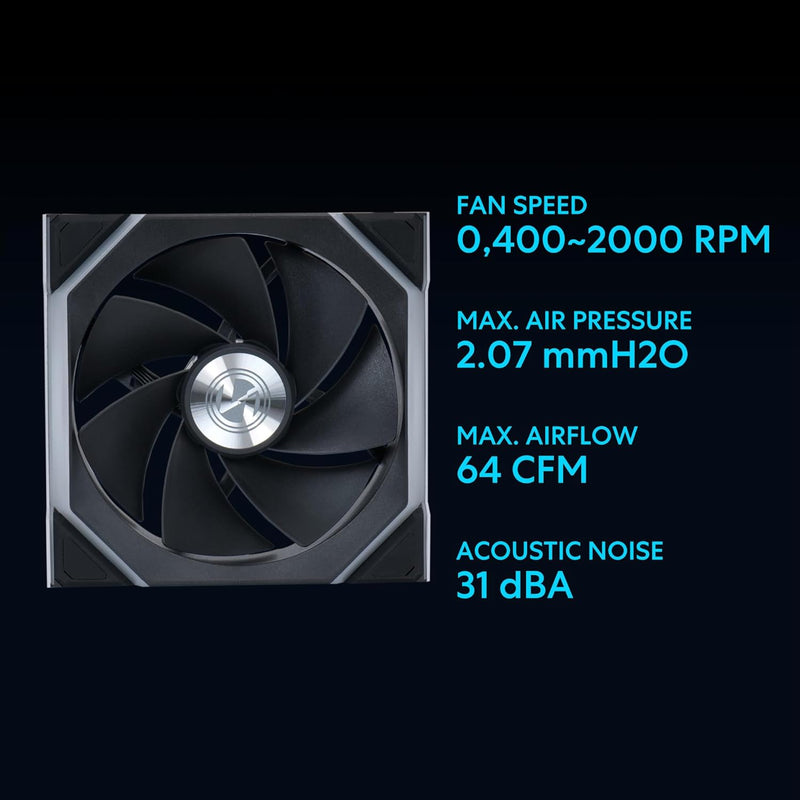 LIAN LI UNI FAN SL Wireless Reverse Blade 反葉 120mm Case Fan - BLACK (12RSL1W1B)