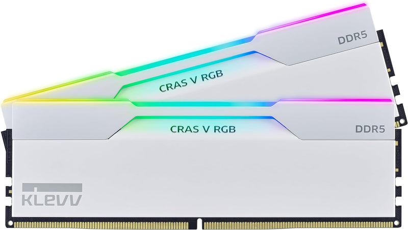 KLEVV CRAS V RGB DDR5 64GB (2x32GB) 6400MHz CL32 1.35V Gaming Desktop Memory SK Hynix Chip XMP 3.0 / AMD Expo Ready - White KD5BGUA80-64A320J 