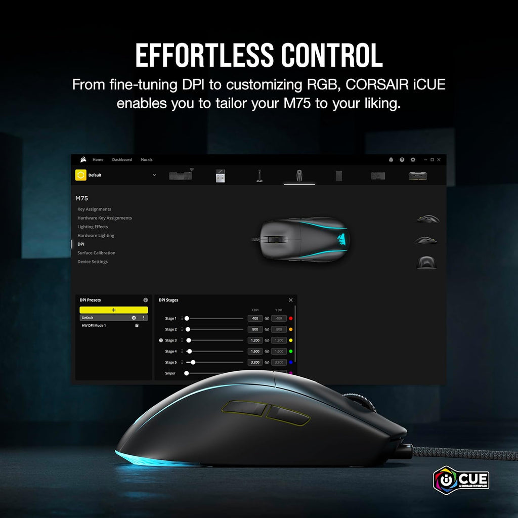 M75 Computer CORSAIR M75 Lightweight RGB 超輕量遊戲滑鼠 CH-930D010-AP