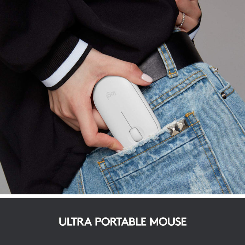 Logitech PEBBLE M350 Wireless Mouse 纖薄靜音無線藍牙滑鼠 - Pearl White 珍珠白色 910-005600 原裝行貨