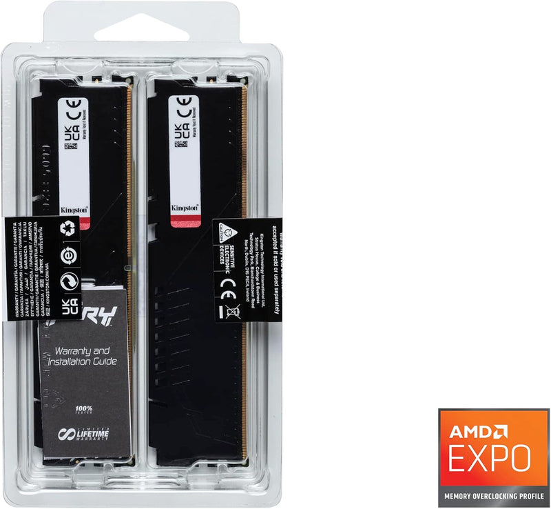 Kingston 32GB Kit (2x16GB) KF556C36BBEK2-32 FURY Beast DDR5 5600MHz Memory (AMD EXPO & Intel XMP 3.0)
