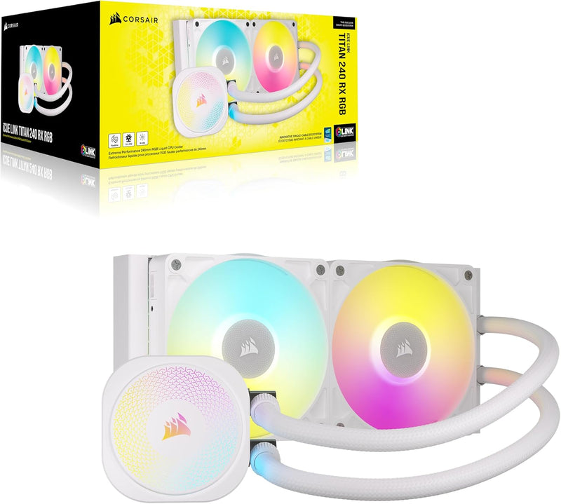 CORSAIR iCUE LINK TITAN 240 RX RGB WHITE White 240mm Liquid CPU Cooler CW-9061020-WW 
